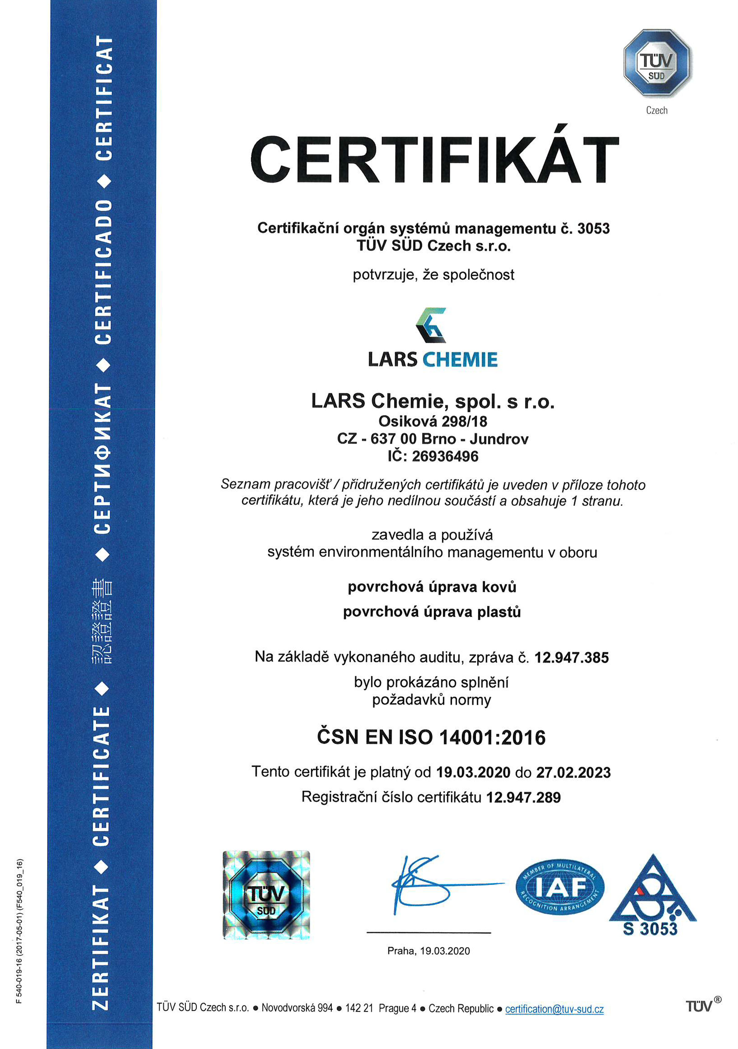 Certifikát